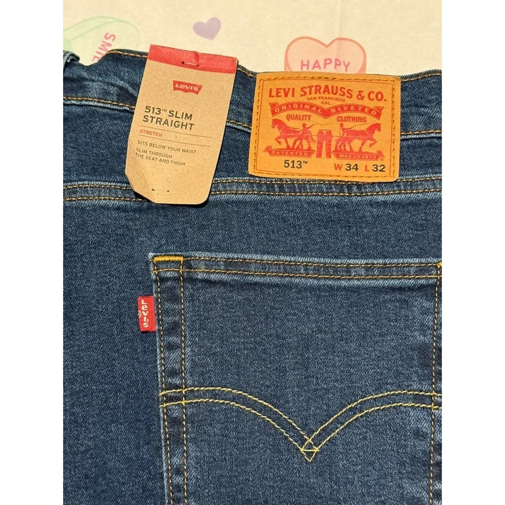 NWT Levi's 513‎  jeans 34 x 32 Slim Straight Fit Retail  $70 Style  # 08513-3162